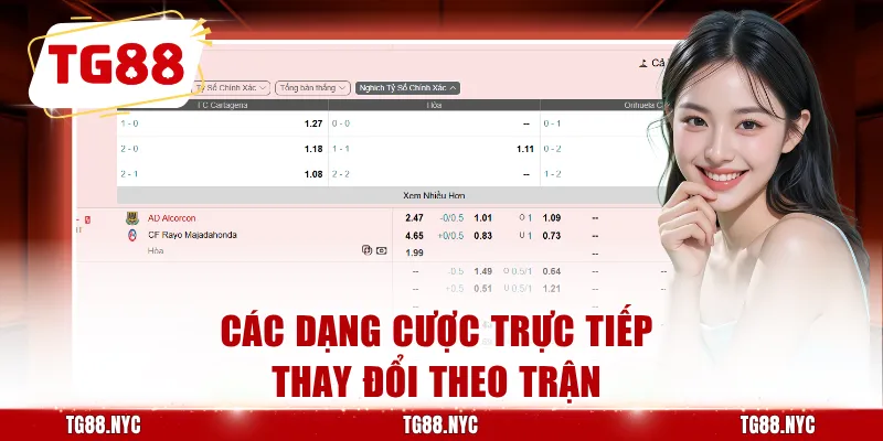 Các dạng cược trực tiếp thay đổi theo trận